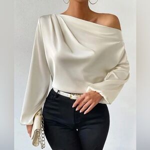 Elegant Off-Shoulder Cream Top